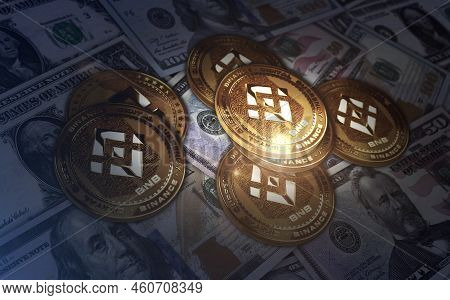 Binance Bnb Stablecoin Cryptocurrency Golden Coin 3D Illustration