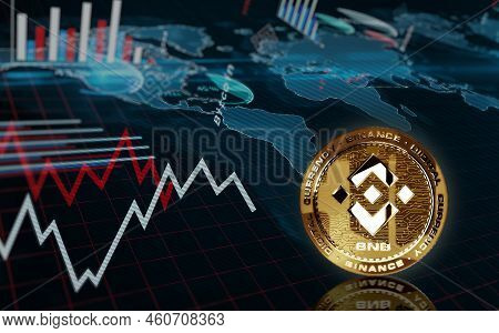 Binance Bnb Stablecoin Cryptocurrency Golden Coin 3D Illustration