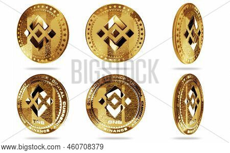 Binance Bnb Stablecoin Cryptocurrency Golden Coin 3D Illustration