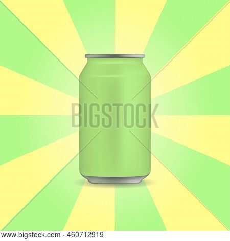 Vector Realistic 3d Empty Glossy Metal Green Aluminium Beer Can Or Pack. Icon 330ml. Suitable For Fo