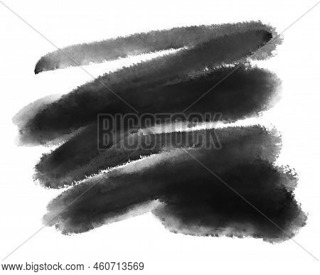 Black Chinese Japanese Ink Stroke Painting Element Organic Shape Illustration