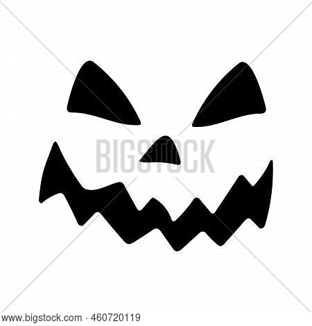 Smirk Silhouette, Isolated On White Background. Vector Illustration, Traditional Halloween Decorativ