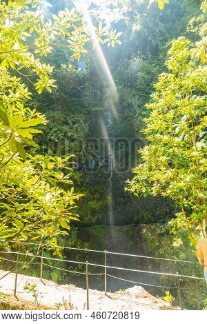 A Small Waterfall In Summer At The Levada Do Caldeirao Verde, Queimadas, Madeira