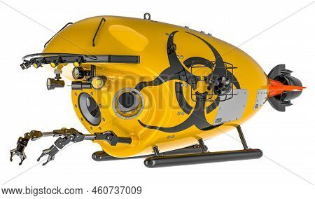 Bathyscaphe With Biohazard Sign, 3d Rendering Isolated On White Background