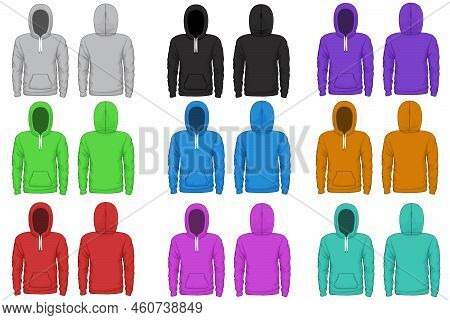 Raglan Hoodie Vector Template. Cloth Raglan, Sweatshirt Hoodie, Wear Garment Illustration