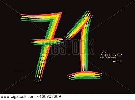 71 Years Anniversary Celebration Logotype Colorful Line Vector, 71th Birthday Logo, 71 Number Design