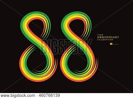 88 Years Anniversary Celebration Logotype Colorful Line Vector, 88th Birthday Logo, 88 Number Design