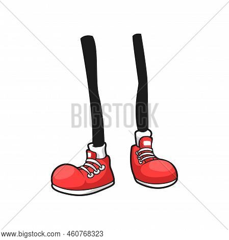 Standing Cut Legs Of Teenager Or Kid Character, Urban Teenager Style Footwear Isolated Cartoon Icon.