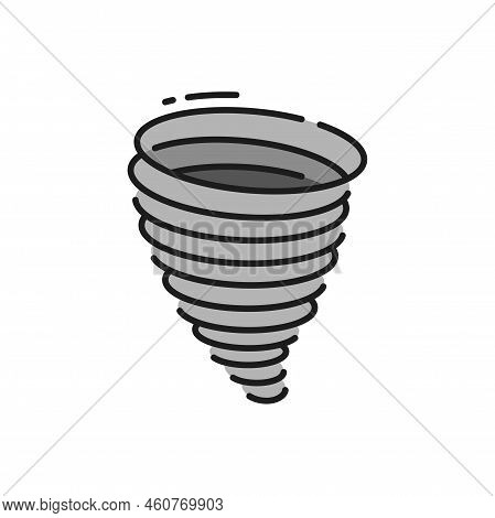 Tornado Storm Weather Forecast Icon, Cyclone Wind Twister, Vector Outline Symbol. Weather Forecast W
