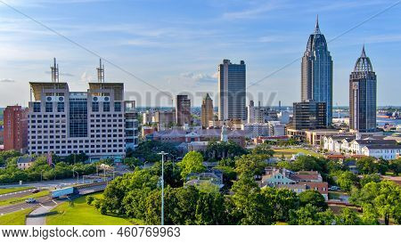 Mobile, Alabama Usa 9/1/2022 The Downtown Mobile, Alabama Waterfront Skyline