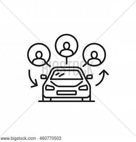 Carpool Share, People Using Car Share Service. Carpooling Or Car-sharing, Ride-sharing And Lift-shar
