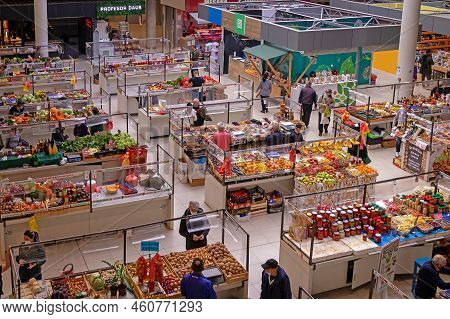 Belgrade, Serbia - November 27, 2021: People Shopping In Palilula Organic Green Market In Belgrade F