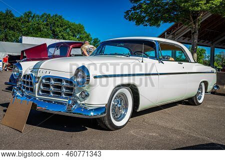 Falcon Heights, Mn - June 17, 2022: Low Perspective Front Corner View Of A 1956 Chrysler 300b Hardto