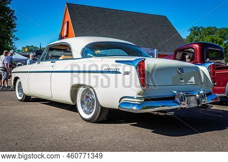 Falcon Heights, Mn - June 17, 2022: Low Perspective Rear Corner View Of A 1956 Chrysler 300b Hardtop