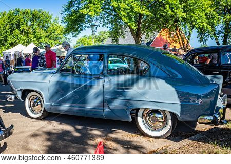 Falcon Heights, Mn - June 17, 2022: Low Perspective Side View Of A 1952 Sears Allstate Hardtop Coupe
