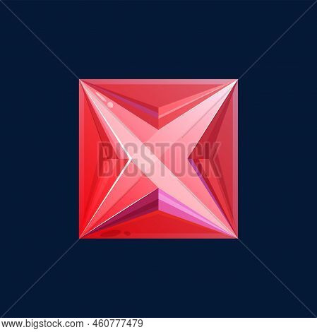 Red Ruby Stone Isolated Precious Diamond Gemstone, Expensive Brilliant. Vector Carat Wedding Ring De
