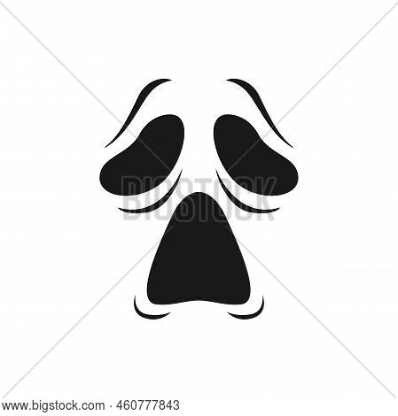 Yell Monster Face Vector Icon, Scary Evil Emoji With Unhappy Creepy Eyes And Yelling Open Mouth. Gho