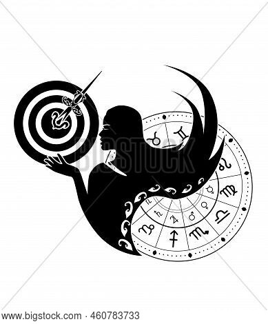 The Illustration - Zodiac Sign In The Black Color.