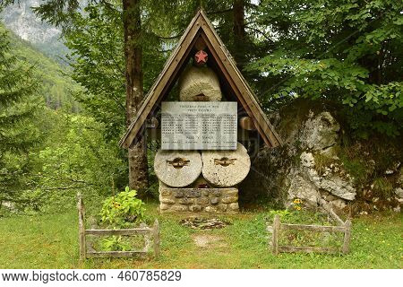 Trenta, Slovenia - August 22nd 2022. A World War Two Memorial In Trenta In North West Slovenia