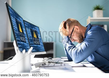 Ransomware Malware Attack. Business Computer Hacked. Security Breach
