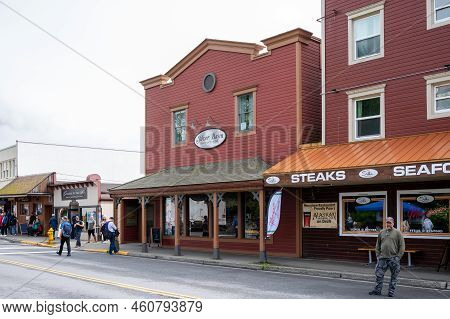 Sitka, Alaska - July 26, 2022 - View Of Sitka's Historic Main Street.
