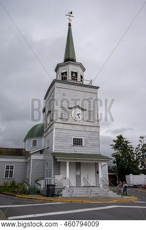 Sitka, Alaska - July 26, 2022 - Detail  Of Sitka's Historic St. Michael's Orthodox Church Which Date