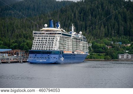 Sitka, Alaska - July 26, 2022 - View Of The Celebrity Eclipse  While Docked At Sitka, Alaska.