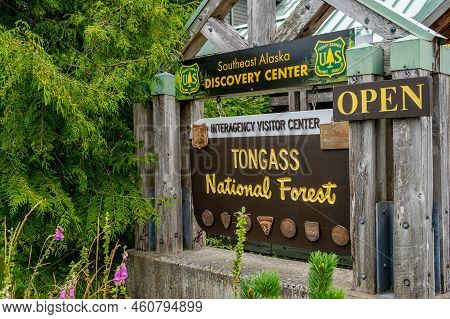 Ketchikan, Alaska - July 29, 2022: Tongass National Forest Sign In Ketchikan Alaska.