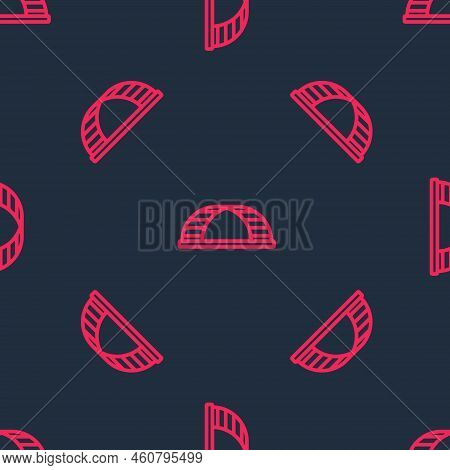 Red Line Monkey Bar Icon Isolated Seamless Pattern On Black Background. Vector
