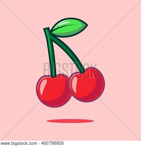 Cherry logo vector template design on pink background