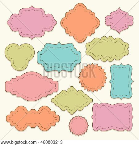 Vector Vintage Style Labels Set Isolated On Patel Background