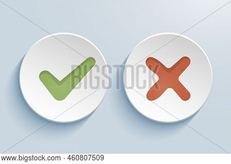 Yes And No Check Marks On Circles Vector Design Illustration