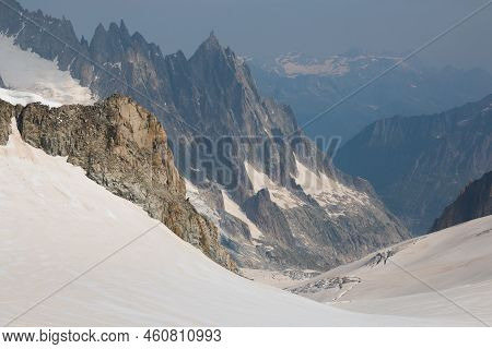 Panoramic View Of Pointe Helbronner In The Massif Of Mont Blanc France