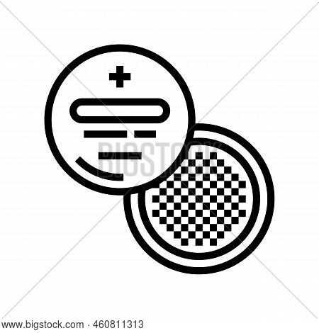 Cr2032 Button Battery Line Icon Vector. Cr2032 Button Battery Sign. Isolated Contour Symbol Black Il