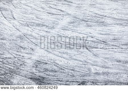 Ice Rink Surface . Ice For Skating Background . Frost Texture
