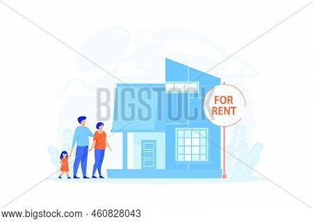 Family Moving To Countryside Area. Realtor Shows Townhouse. House For Rent, Booking Hose Online, Bes