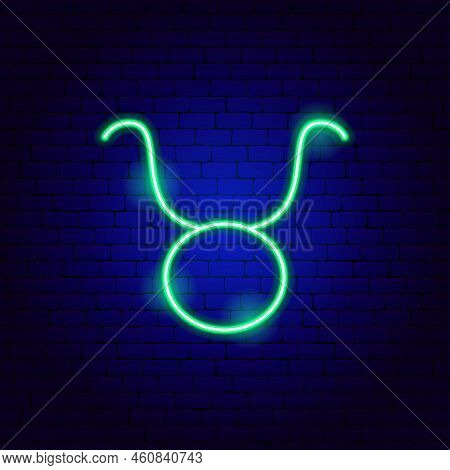 Taurus Zodiac Neon Sign. Vector Illustration Of Horoscope Promotion.