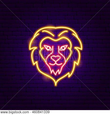 Leo Zodiac Neon. Vector Illustration Of Horoscope Promotion.