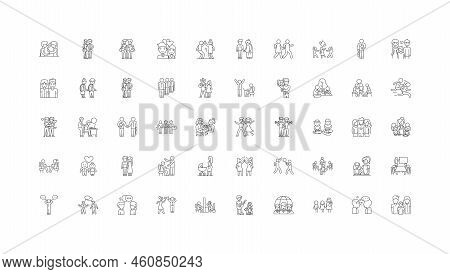 Realtionship Ideas, Linear Icons, Line Signs Set, Vector Collection