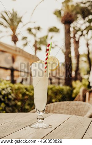 A Frozen Coconut Batida Cocktail With Rum
