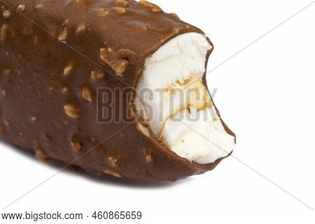 Chocolate Glazed Icecream Escimo Tasty Isolated On The White