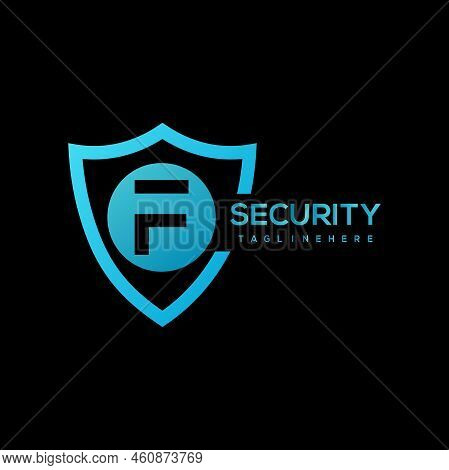 Security Company Logo . Abstract Symbol Of Security. Shield Logo. Shield Icon.with Elipse F Letter L
