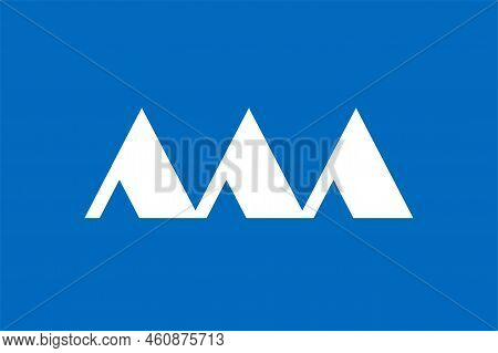 Flag Of Yamagata Prefecture (japan) - Vector, Three White Stylized Mountains On A Blue Background
