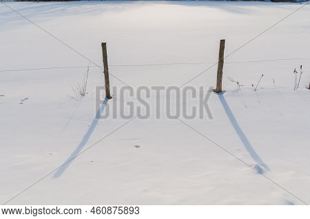 Electric Fence Buried In Snow In Waterbury Center Vermont