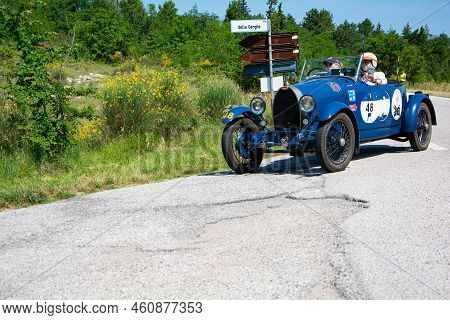 Bugatti T40 1929 On An Old Racing Car In Rally Mille Miglia 2022 The Famous Italian Historical Race