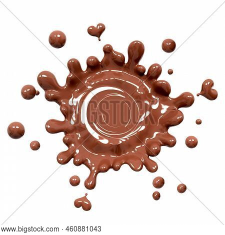 Splash Of Hot Chocolate Blob, Sauce Or Syrup Drop And Splatter, Cocoa Drink Or Choco Cream, Melted C