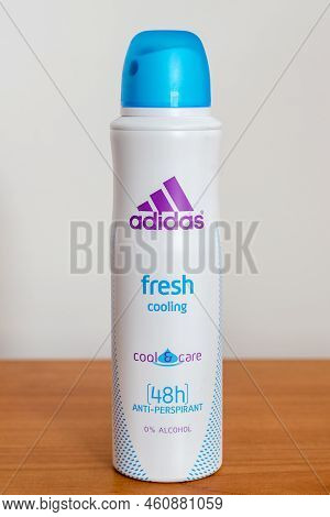 Pruszcz Gdanski, Poland - June 30, 2022: Adidas Fresh Cooling Anti-perspirant.