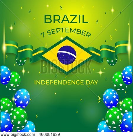 Banner Happy Independence Day Brazil With Starlight