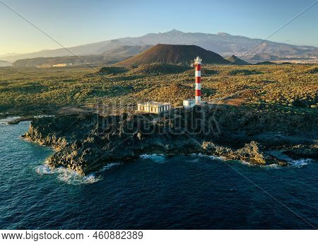 Aerial View Of The Lighthouse Faro De Rasca On The Tenerife, Canary Islands, Spain.