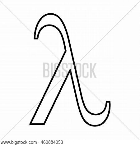 Lambda Greek Letter Icon. Black Outlines On White Background.